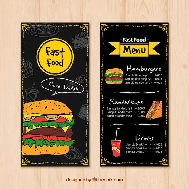 Menu Comida Rapida | Fotos y Vectores gratis