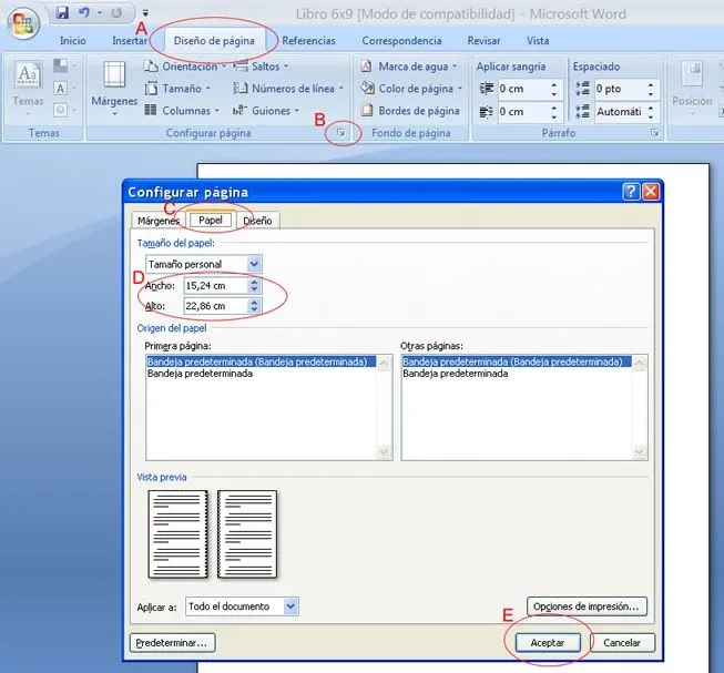 MENU DISEÑO DE PÁGINA EN WORD 2007