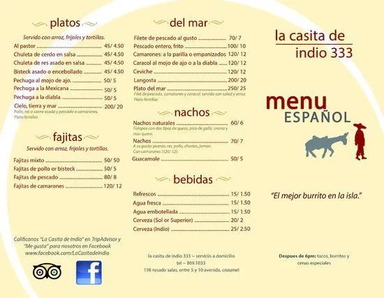 Nuestra menu en espanol- Our menu in Spanish (outside) - Picture ...