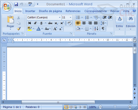 menu inicio de word 2007