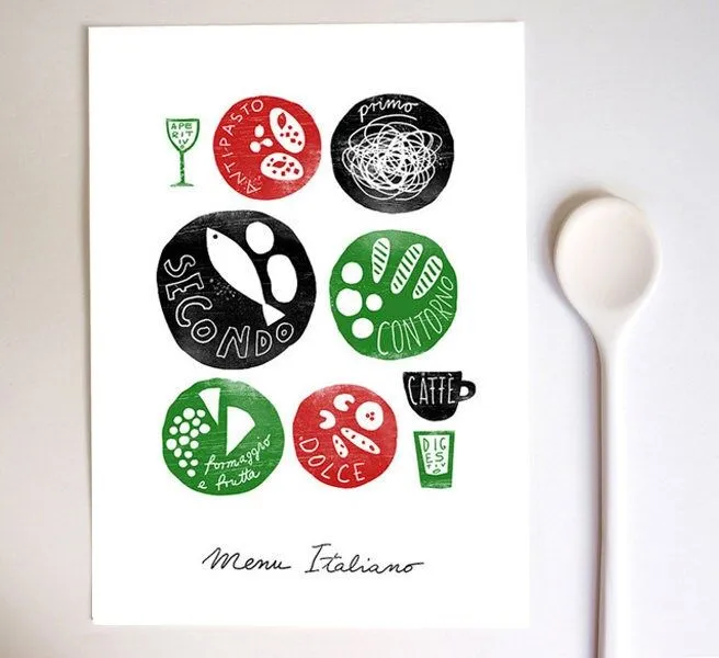 MENU ITALIANO 11x15 Italian food Kitchen Art Print by anek