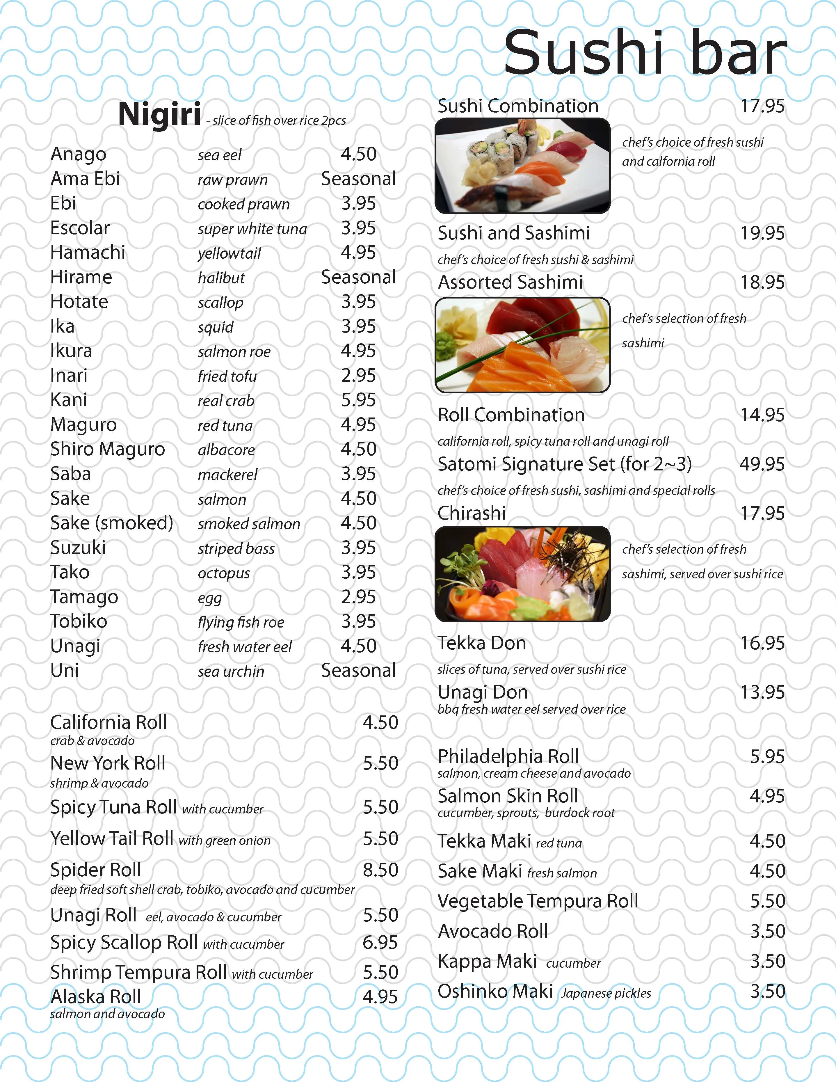 Menu | Satomi Sushi