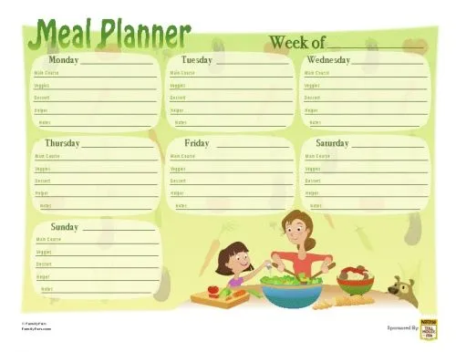 Plantillas para menus semanales - Imagui