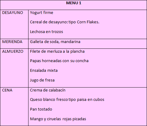 6 menús para niños