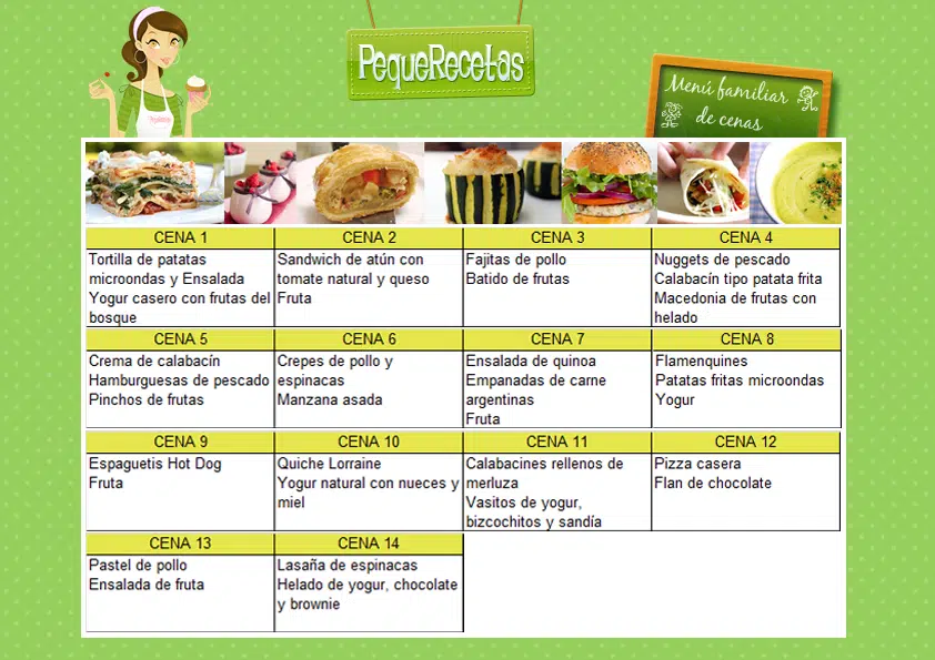 Menús Semanales | PequeRecetas