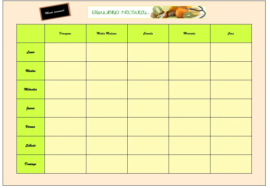 Plantillas para menus semanales - Imagui