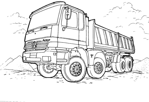 Mercedes Truck coloring page | Super Coloring