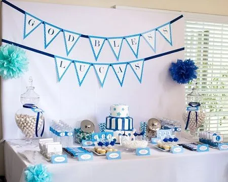 Mesa dulce para bautismo varon - Imagui