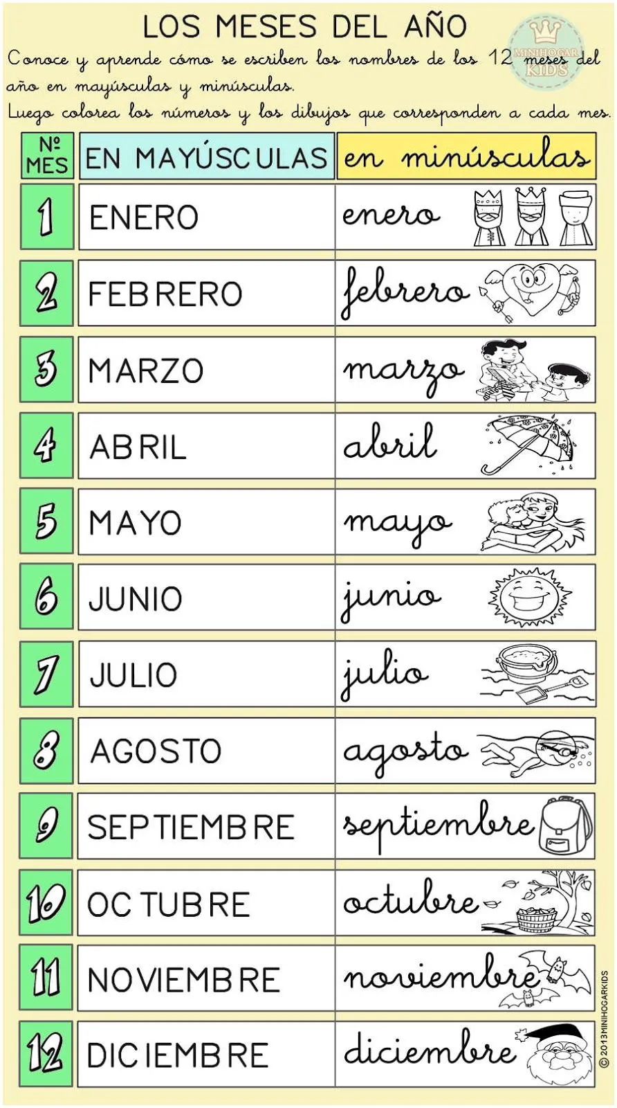 Los meses del año en español para niños - Imagui