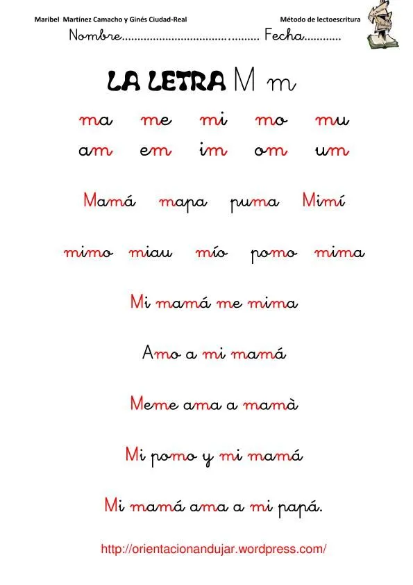 Método de lectoescritura; Consonante “m” “M” segunda parte ...