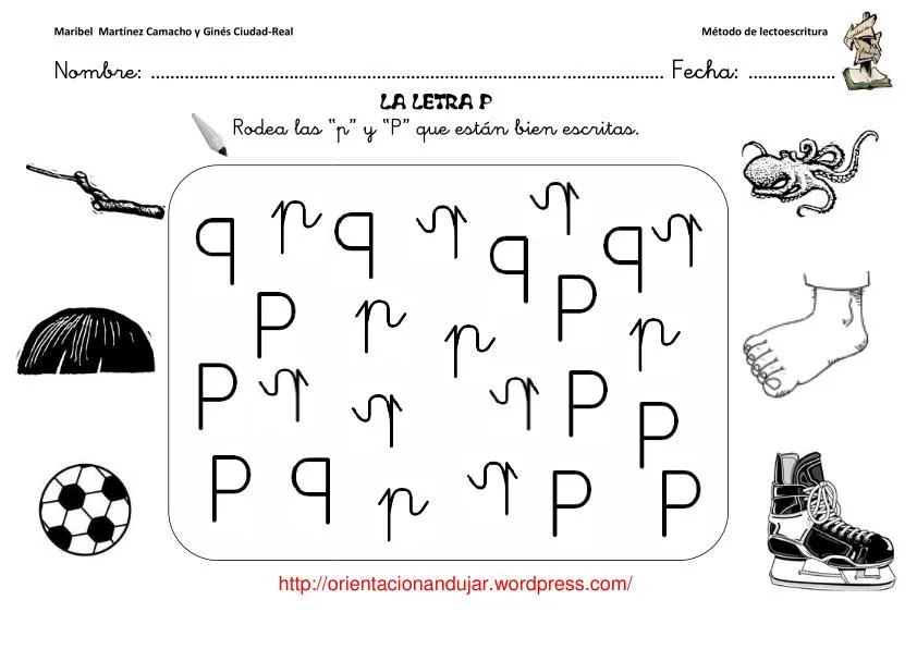 Método de lectoescritura; Consonante “p” “P” -Orientacion Andujar