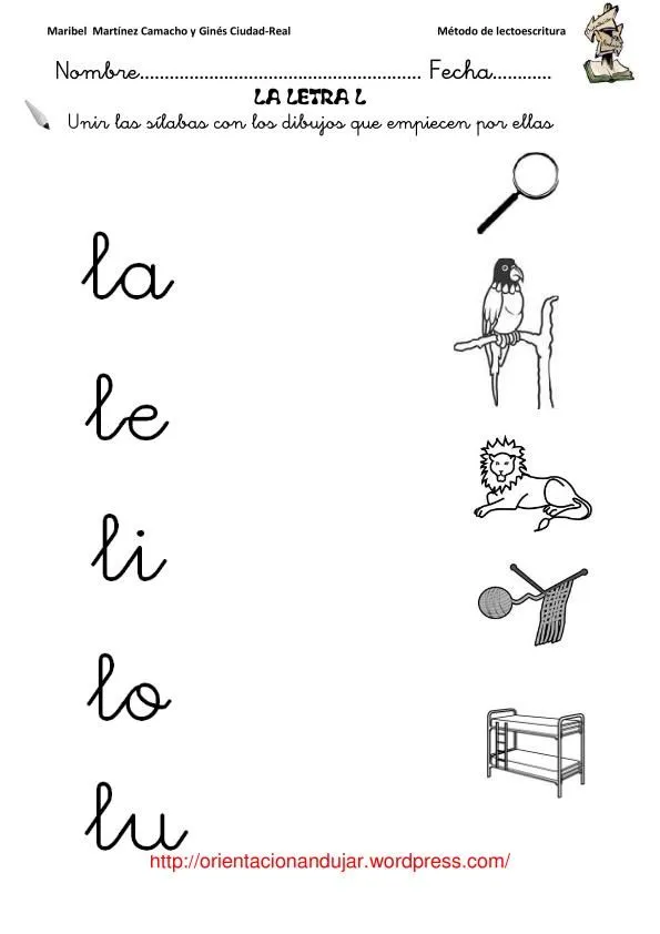 Método de lectoescritura; Consonante "l" "L" -Orientacion Andujar