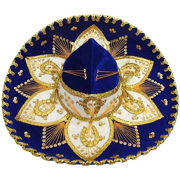 Mexican Sombreros Collection - Blue & Gold Charro Sombrero - SOM001