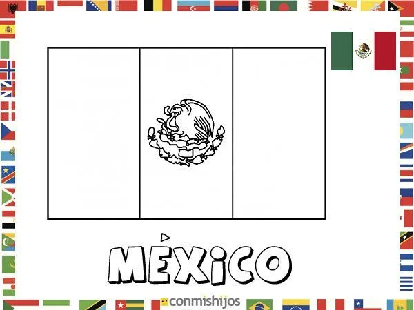 de México. Dibujos de banderas para pintar