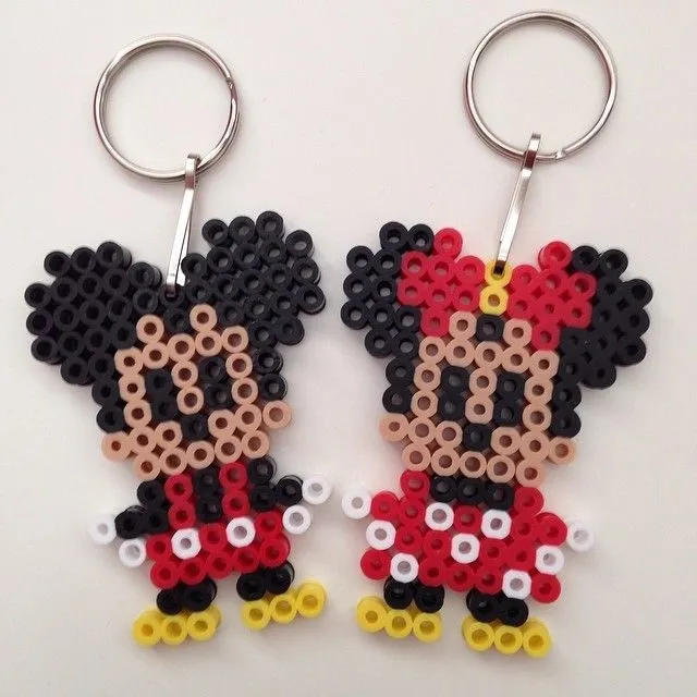 Mickey and Minnie Mouse keyrings perler beads by o2britt | Pearls ...