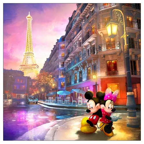 Mickey and Minnie Mouse Love in Paris Canvas Giclee Print - ACME ...