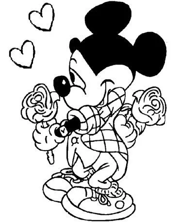 Dibujo de Mickey enamorado. Dibujo para colorear de Mickey ...