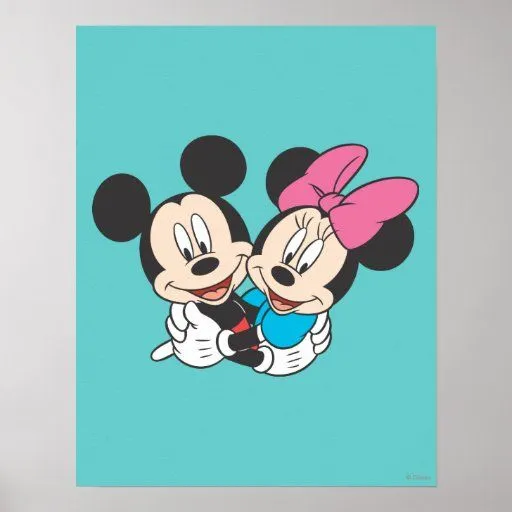 Mickey Mouse y abrazo de Minnie Poster | Zazzle