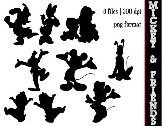 Mickey Mouse and Friends Silhouettes // Minnie Mouse Silhouette // Di…