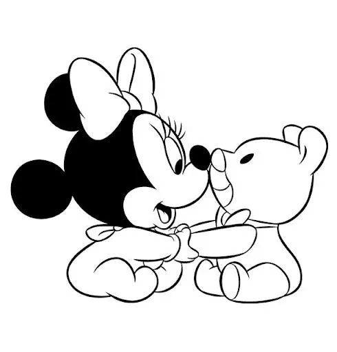 Minnie y Mickey Mouse bebés para colorear - Imagui