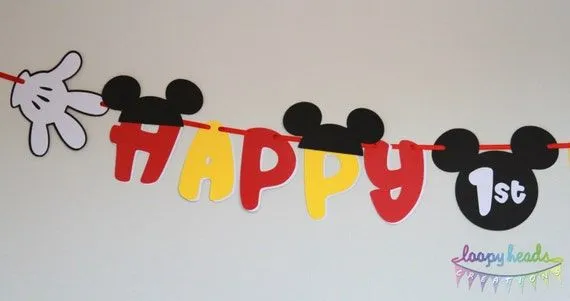 Mickey Mouse Birthday Banner by LoopyHeads on Etsy