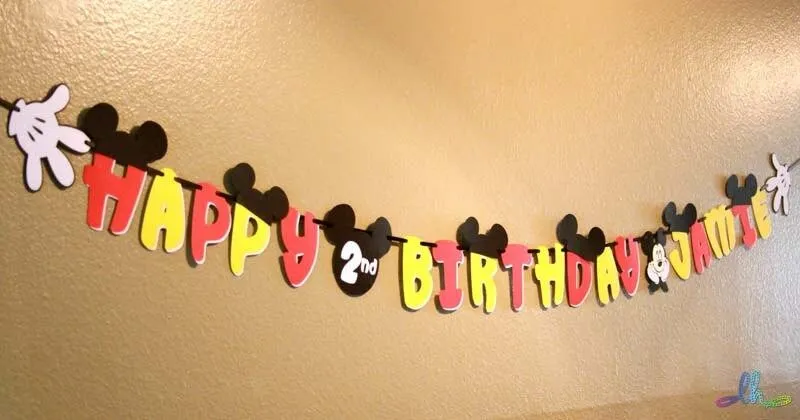 Mickey Mouse Birthday Banner with Mickey's Hands by LoopyHeads