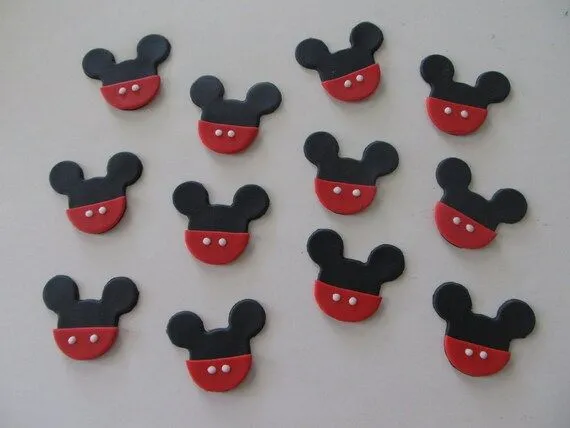 Mickey Mouse Inspired Fondant Cupcake Toppers por 1STOPPARTY