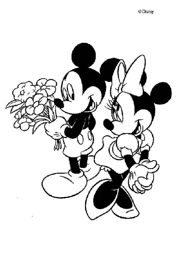 mickey mouse y minnie mouse enamorados para colorear