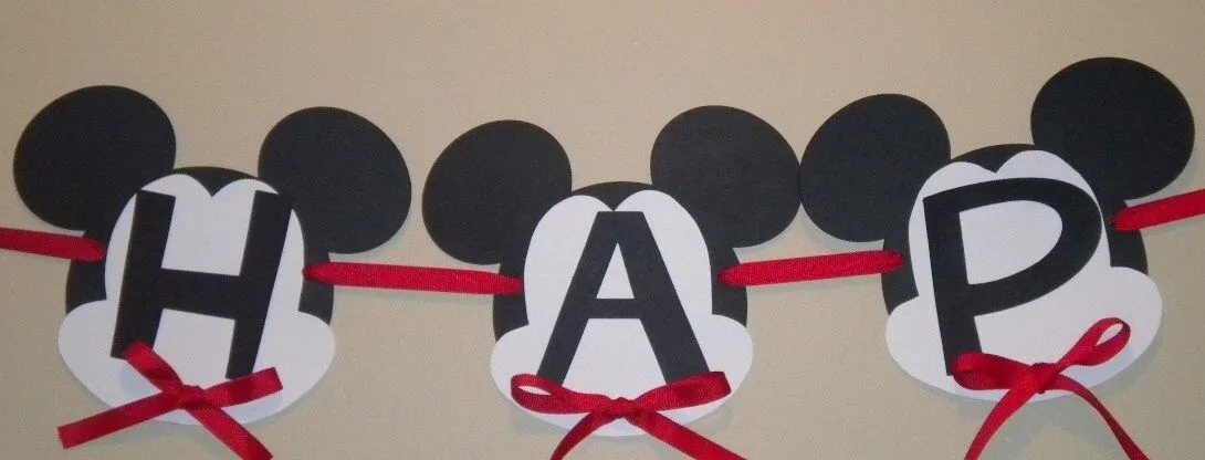 Mickey Mouse or Minnie Mouse Birthday Banner by seeshellsdesigns