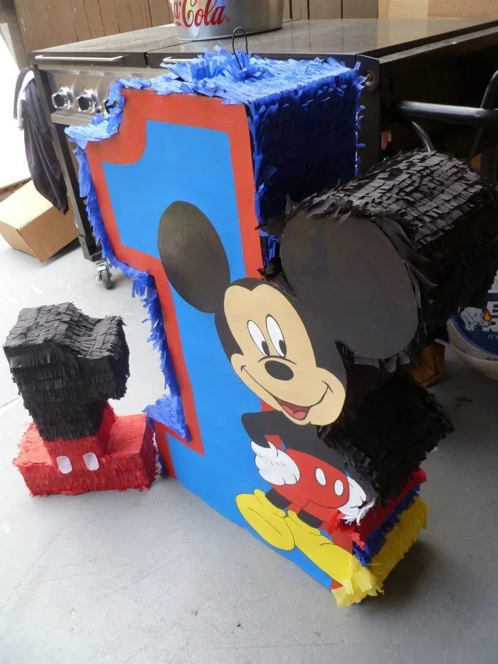 mickey mouse pinata with #1 with topper | mickey mouse party | Pinter…