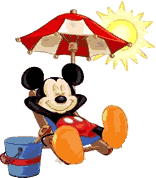 Mickey mouse en la playa;