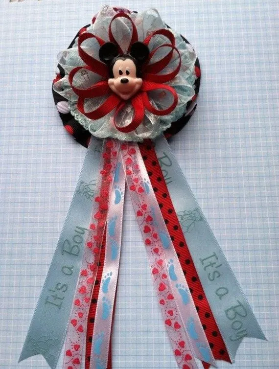 Mickey Mouse Theme Baby Shower Corsage Mom to por LucirisCreations