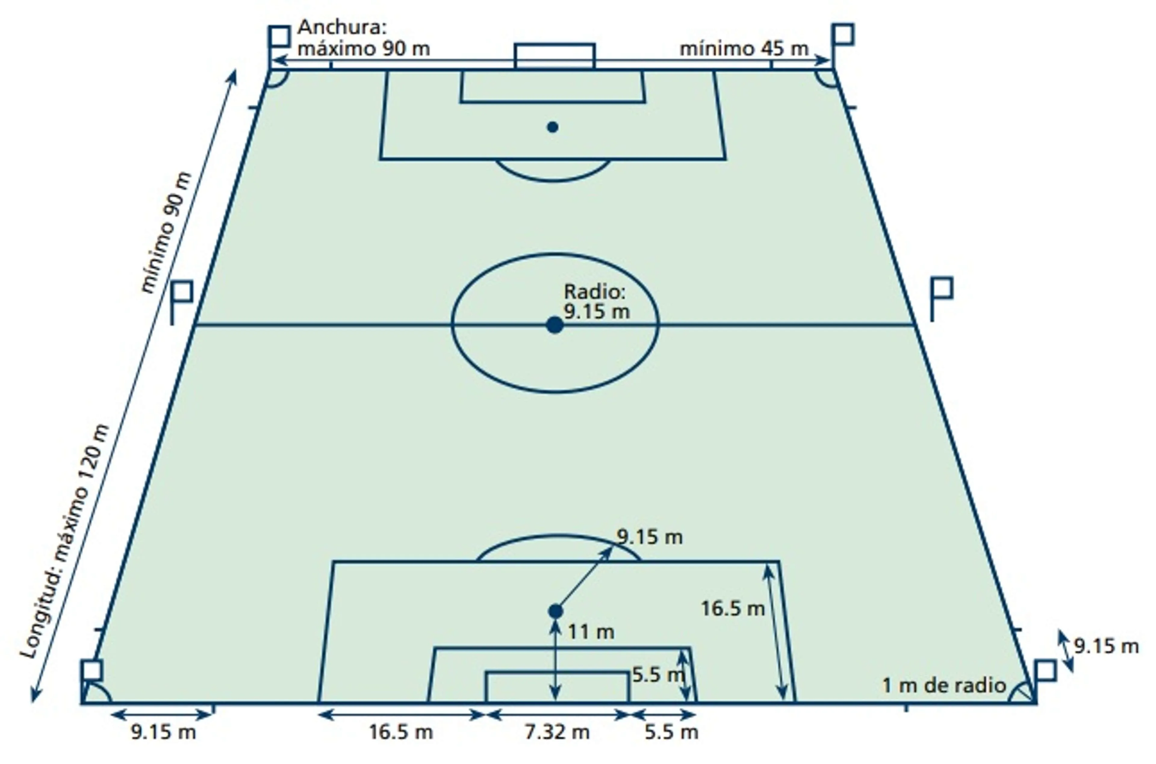 Cuánto mide una cancha de fútbol? Medidas reglamentarias mínimas y máximas  | Goal.com Espana