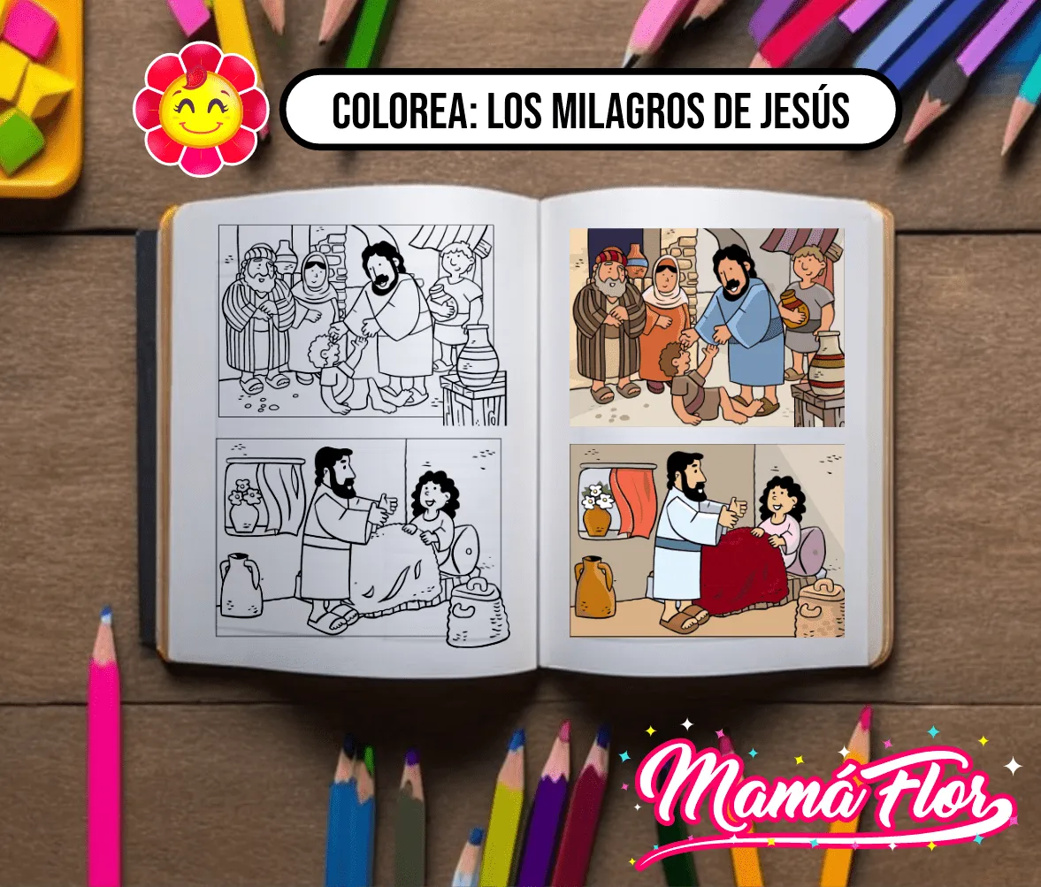 Los Milagros de Jesús para Colorear HD - MamaFlor.com