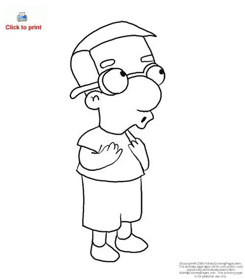 Milhouse para dibujar colorear imprimir recortar y pegar - colorearrr