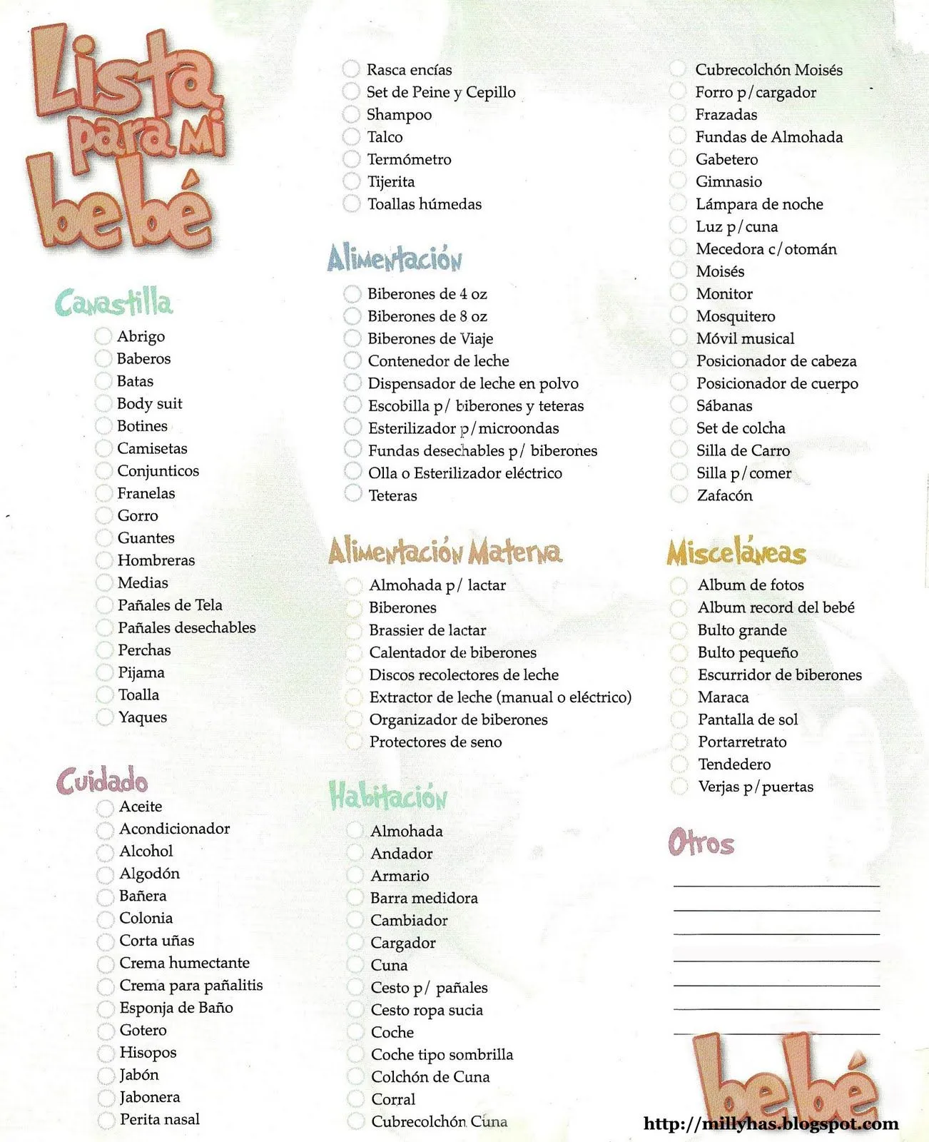 Millyhas777: Lista de Baby Shower