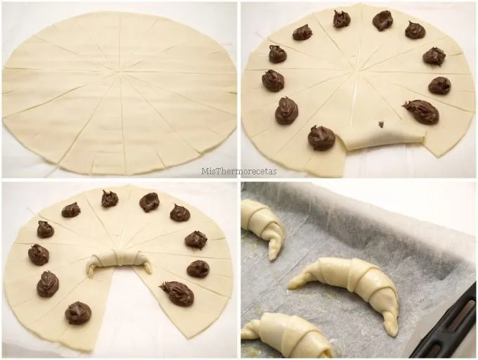 Mini croissants rellenos de chocolate, paso a paso | Recetas ...