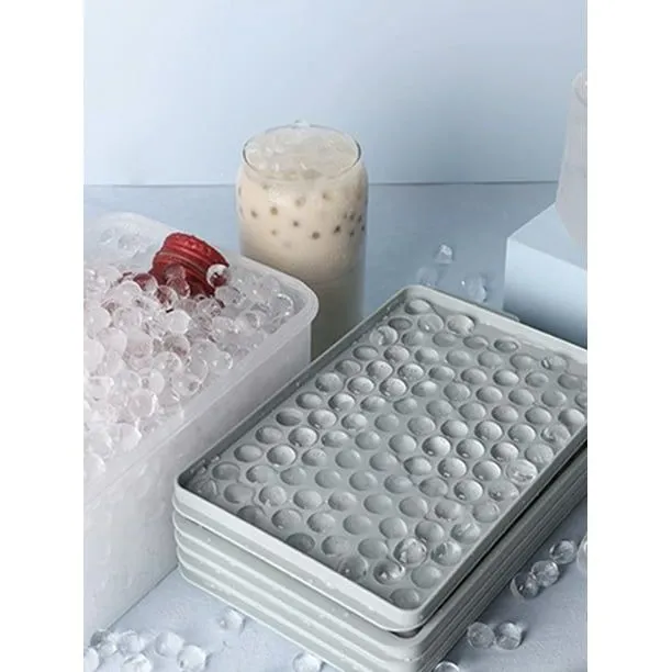 Mini fabricante de cubitos de hielo Juego de bandejas de cubitos de hielo de  silicona con caja y cuchara Molde para hacer hielo de 4 capas Reutilizable Moldes  para hacer bolas de