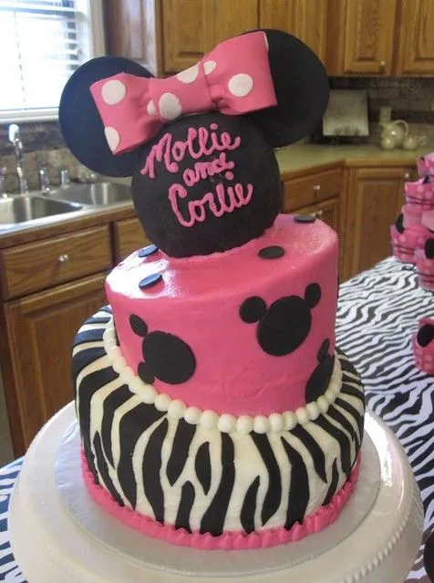 Mini_Mouse_Pink_Black_Zebra_Cake | Flickr - Photo Sharing!