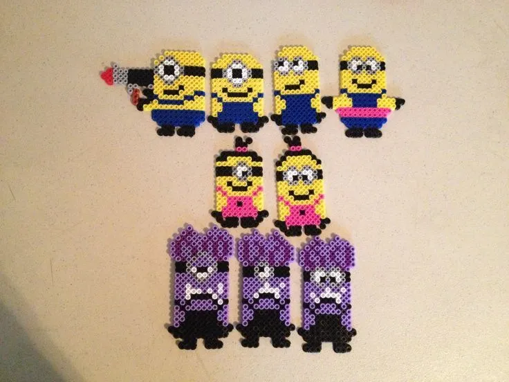 Minions made from Hama Beads, great holiday activity for the kids ...