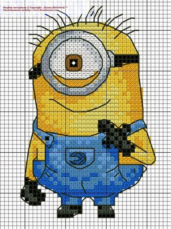 Muchos Minions en punto de cruz con gráficos ~ Solountip.com