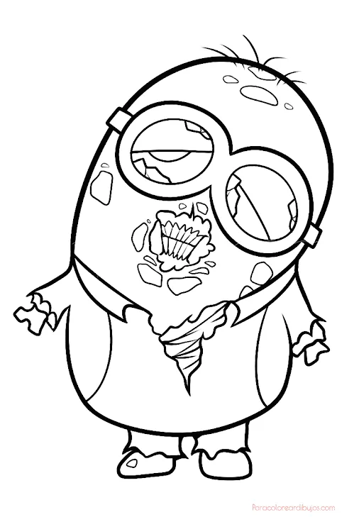 minions Stuart disfrazado de zombie para colorear﻿