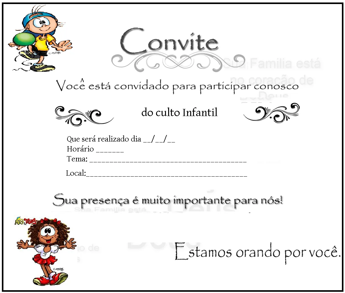 Ministerio Gospel Infantil: Convite para Culto Infantil