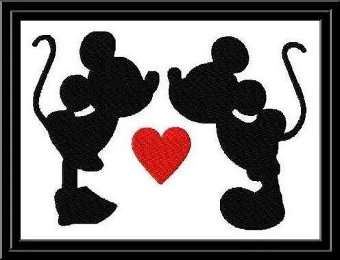 Minnie and Mickey silhouettes with heart | Disney | Pinterest