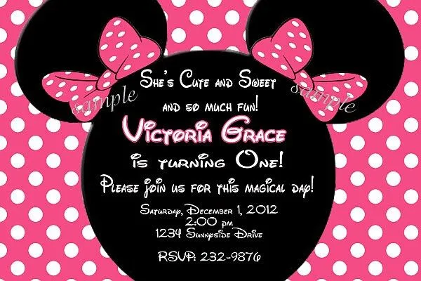 Minnie Mouse 1st Birthday Invitation You Print 1 by PartyPals