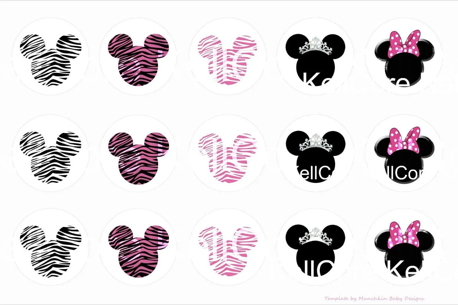 minnie mouse animal print bottle cap digital image by KellCore0