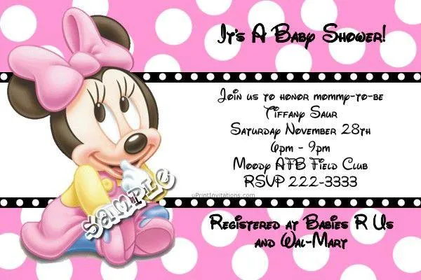 Minnie Mouse Baby Shower Invitations ALL by uPRINTinvitations