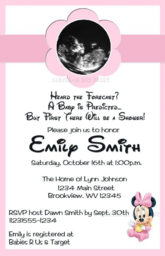 Personalized Photo Invitations | Cmartistry : Baby Minnie Mouse ...