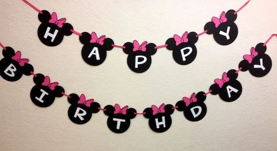 Minnie Mouse Birthday Decorations Banner Happy by TheGirlNXTdoor