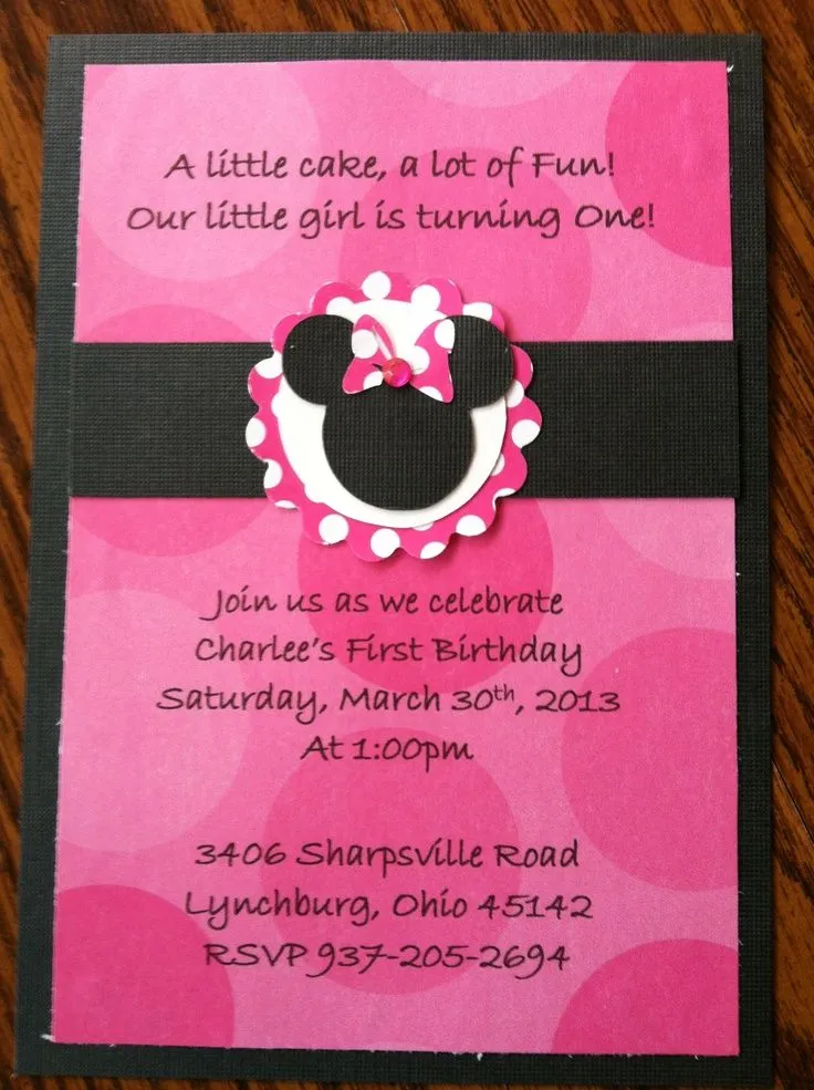 Minnie Mouse birthday invitation | Invitaciones | Pinterest